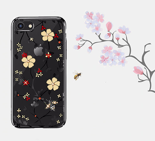 Чехол накладка Swarovski Kingxbar Flowers для iPhone 8 Черный - Изображение 101290