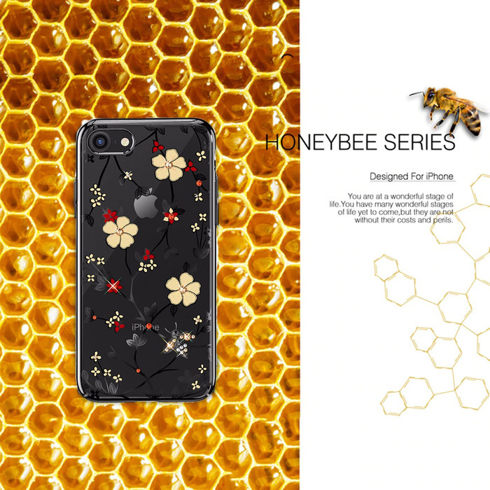 Чехол накладка Swarovski Kingxbar Flowers для iPhone 8 Черный - Изображение 101293