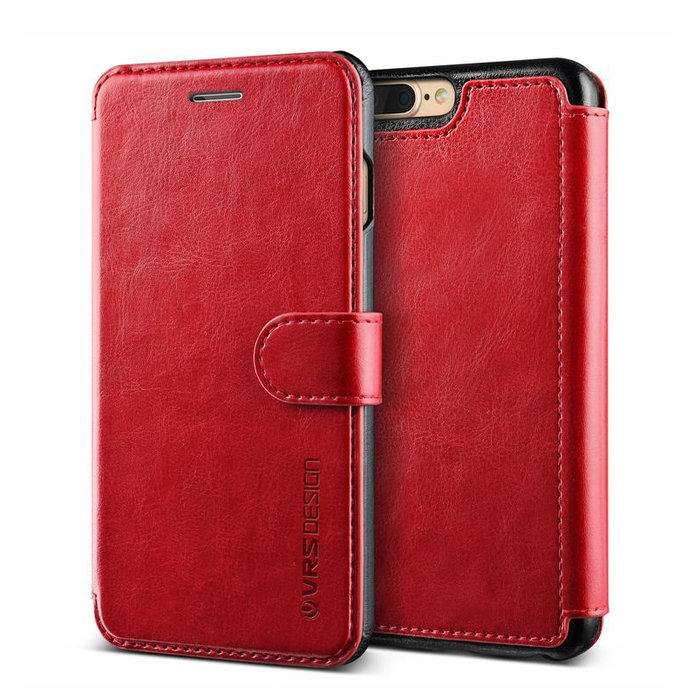 Кожаный чехол книжка VRS Design Layered Dandy для iPhone 8 Plus Красный - Изображение 114896
