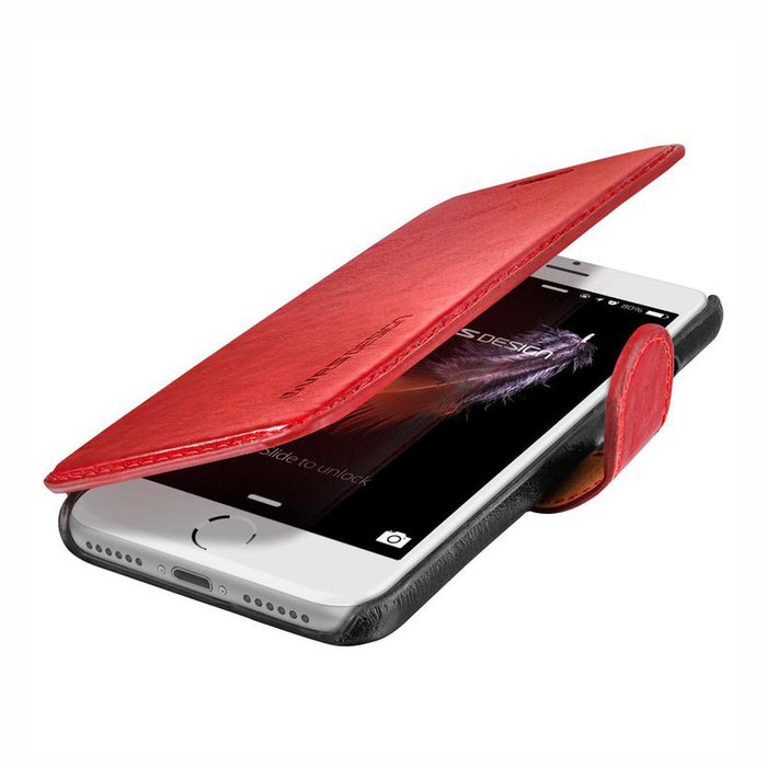 Кожаный чехол книжка VRS Design Layered Dandy для iPhone 8 Plus Красный - Изображение 114902