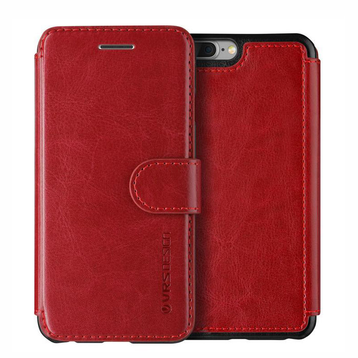 Кожаный чехол книжка VRS Design Layered Dandy для iPhone 8 Plus Красный - Изображение 114914