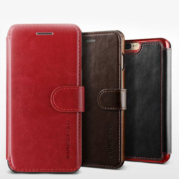 Кожаный чехол книжка VRS Design Layered Dandy для iPhone 8 Plus Красный - Изображение 114917