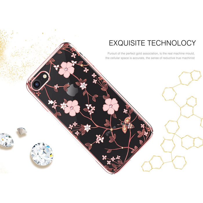 Чехол накладка Swarovski Kingxbar Flowers для iPhone 8 Розовый - Изображение 101372
