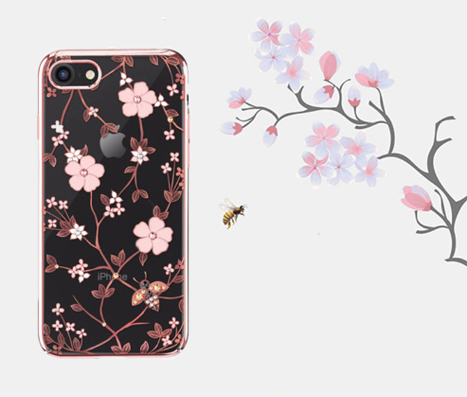 Чехол накладка Swarovski Kingxbar Flowers для iPhone 8 Розовый