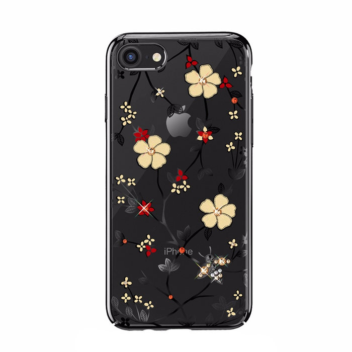 Чехол накладка Swarovski Kingxbar Flowers для iPhone 8 Черный - Изображение 101334