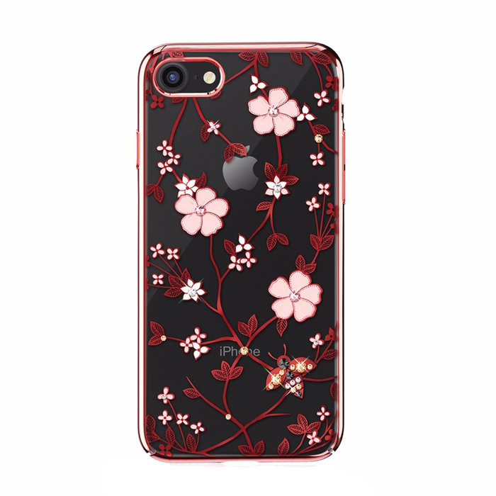 Чехол накладка Swarovski Kingxbar Flowers для iPhone 8 Красный - Изображение 101381
