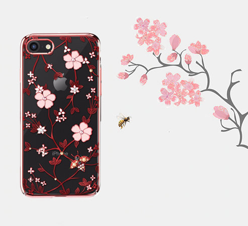 Чехол накладка Swarovski Kingxbar Flowers для iPhone 8 Красный - Изображение 101384