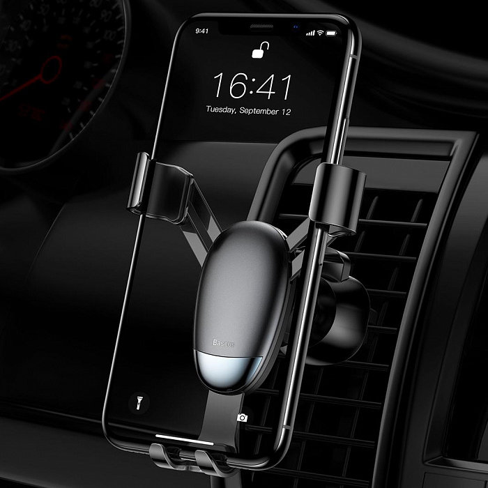 Автомобильный держатель для телефона в воздуховод Baseus Mini Gravity Holder Черный - Изображение 115505