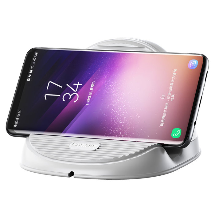 Беспроводная зарядка для телефона Baseus Silicone Horizontal Desktop Wireless Charger Белая - Изображение 116361