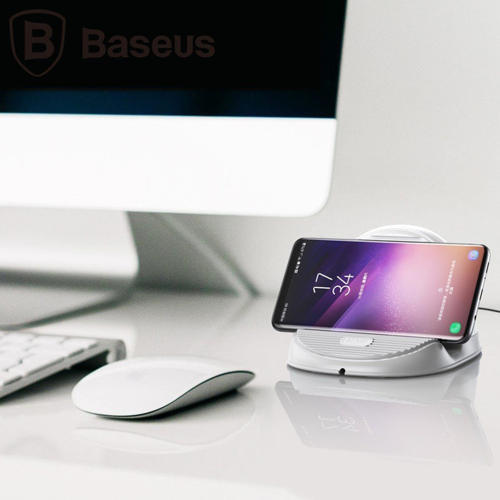 Беспроводная зарядка для телефона Baseus Silicone Horizontal Desktop Wireless Charger Белая - Изображение 116409