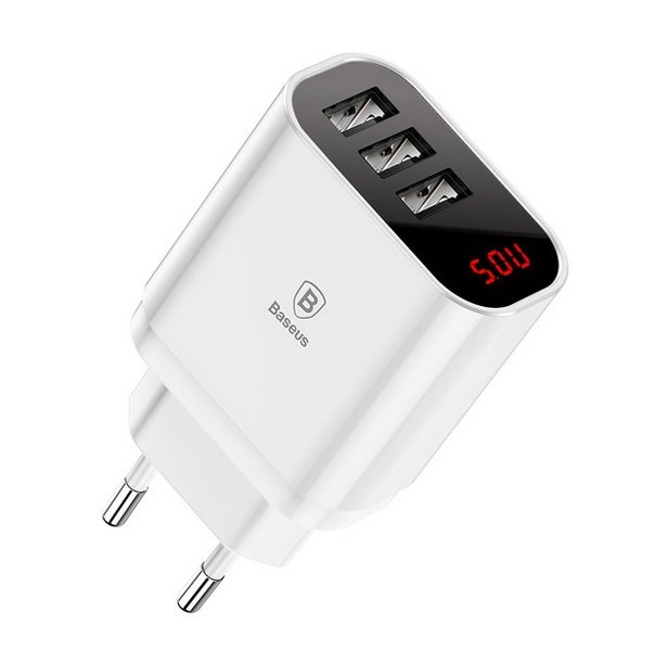 Зарядное устройство для телефона Baseus Mirror Lake Travel Charger 3 USB Белое - Изображение 116862