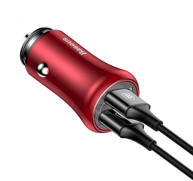 Автомобильная зарядка для телефона Baseus Gentleman Smart Car Charger 2 USB 4.8A Красная - Изображение 119162