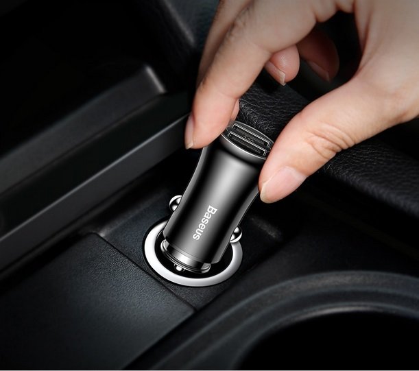 Автомобильная зарядка для телефона Baseus Gentleman Smart Car Charger 2 USB 4.8A Черная - Изображение 118208