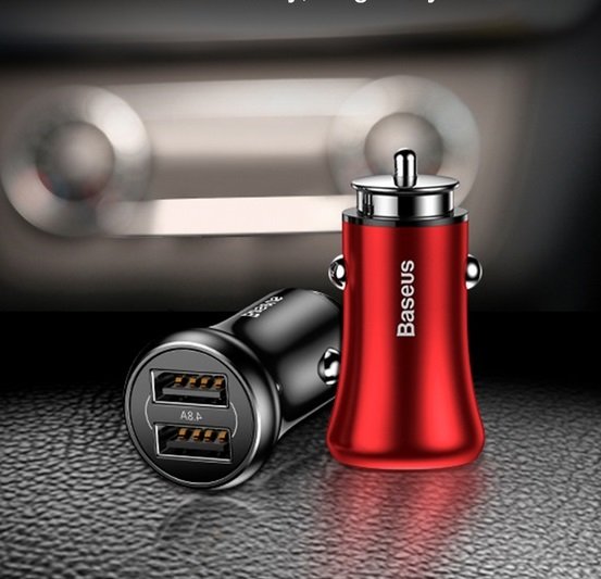 Автомобильная зарядка для телефона Baseus Gentleman Smart Car Charger 2 USB 4.8A Красная - Изображение 118188