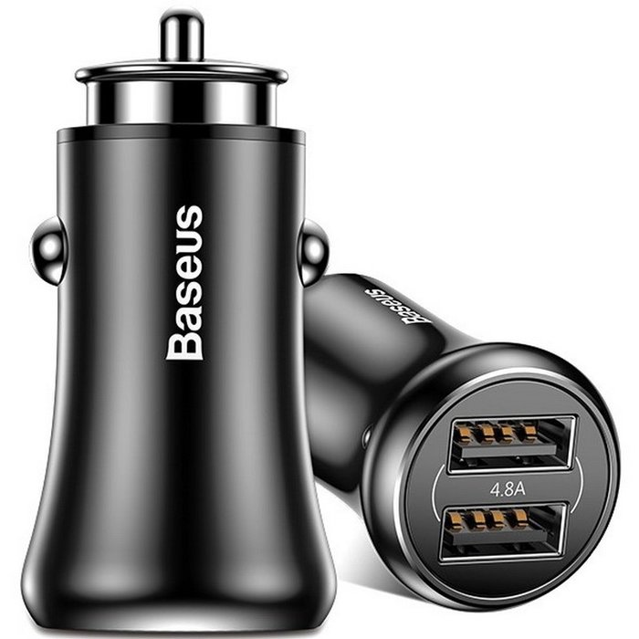 Автомобильная зарядка для телефона Baseus Gentleman Smart Car Charger 2 USB 4.8A Черная - Изображение 118220
