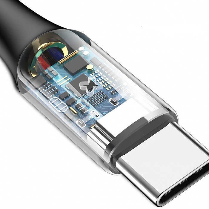 Кабель Baseus X-type Light 3А USB - Type C 1м Черный - Изображение 118522
