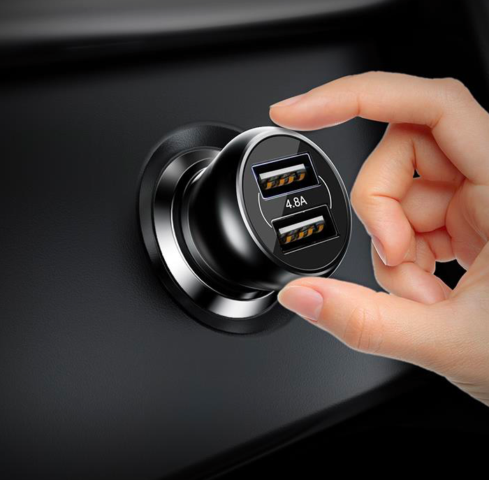 Автомобильная зарядка для телефона Baseus Gentleman Smart Car Charger 2 USB 4.8A Черная - Изображение 119182