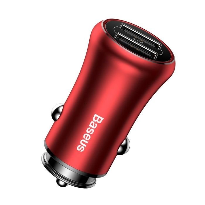Автомобильная зарядка для телефона Baseus Gentleman Smart Car Charger 2 USB 4.8A Красная - Изображение 119199