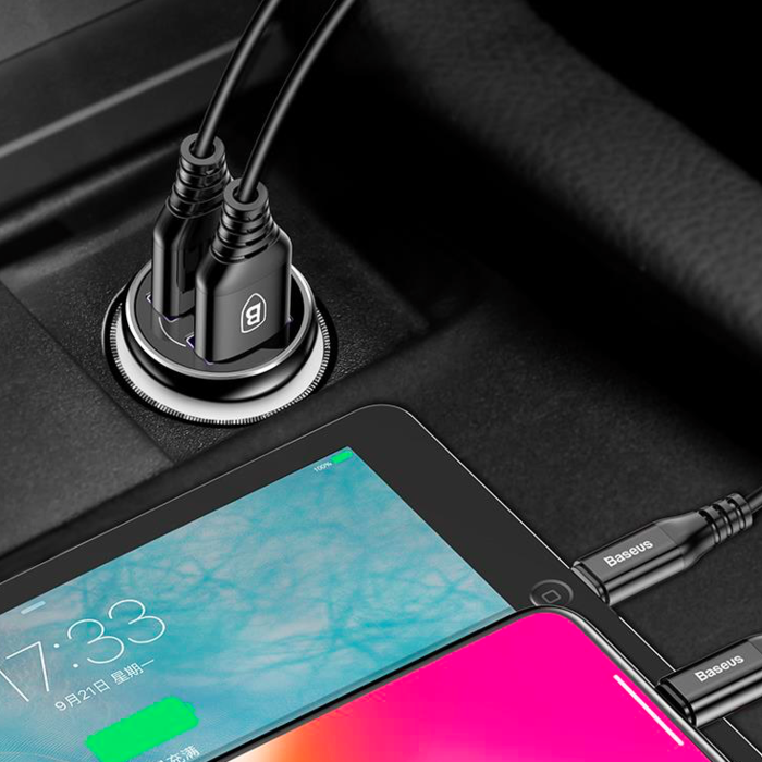 Автомобильная зарядка для телефона Baseus Gentleman Smart Car Charger 2 USB 4.8A Красная - Изображение 119211