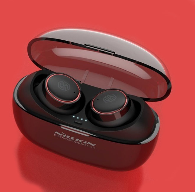 Беспроводные вакуумные Bluetooth наушники с микрофоном Nillkin Liberty TWS Чёрно-красные - Изображение 119252