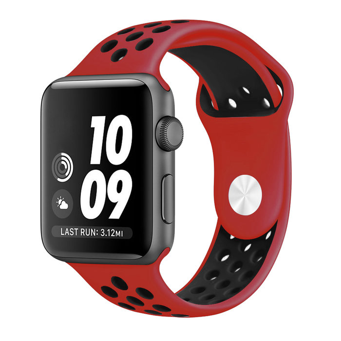 Ремешок спортивный Dot Style для Apple Watch 38mm Красно-Черный - Изображение 10471