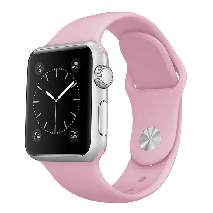Ремешок силиконовый Special Case для Apple Watch 2 / 1 (38мм) Светло розовый S/M/L - Изображение 10559