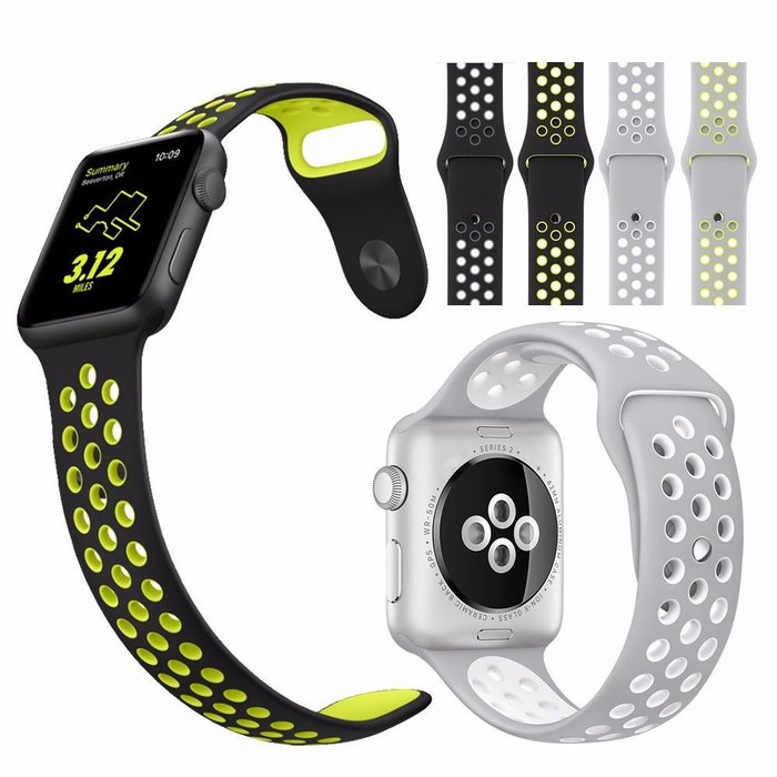 Ремешок спортивный Dot Style для Apple Watch 38mm Черно-Желтый - Изображение 9885