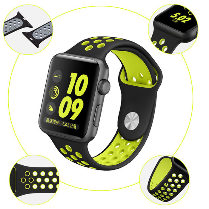 Ремешок спортивный Dot Style для Apple Watch 38mm Черно-Желтый - Изображение 9887