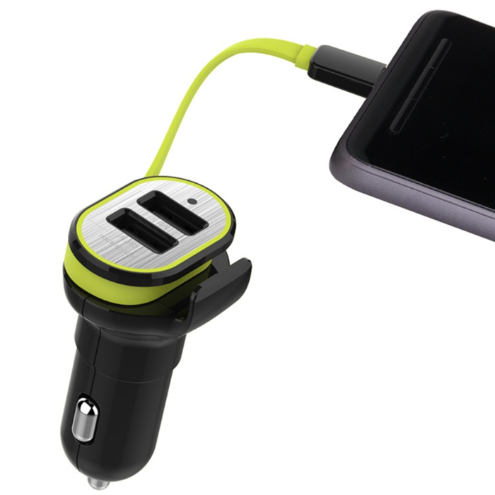 Автомобильная зарядка 2 USB + провод micro USB RockSpace Sotor Черная - Изображение 16351