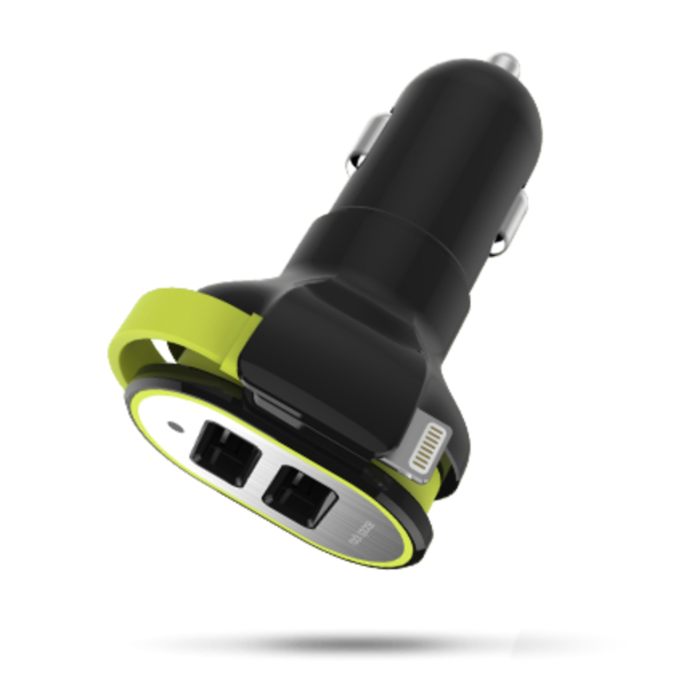 Автомобильная зарядка 2 USB + провод Apple 8pin RockSpace Sotor Черная - Изображение 16419