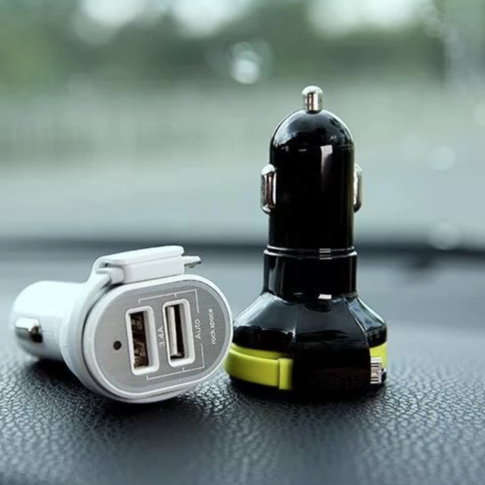 Автомобильная зарядка 2 USB + провод micro USB RockSpace Sotor Черная - Изображение 16369