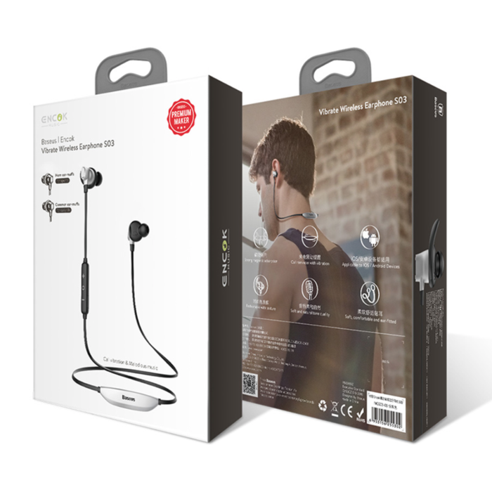 Беспроводные вакуумные Bluetooth наушники для спорта с микрофоном Baseus Encok S03 - Черные - Изображение 33465