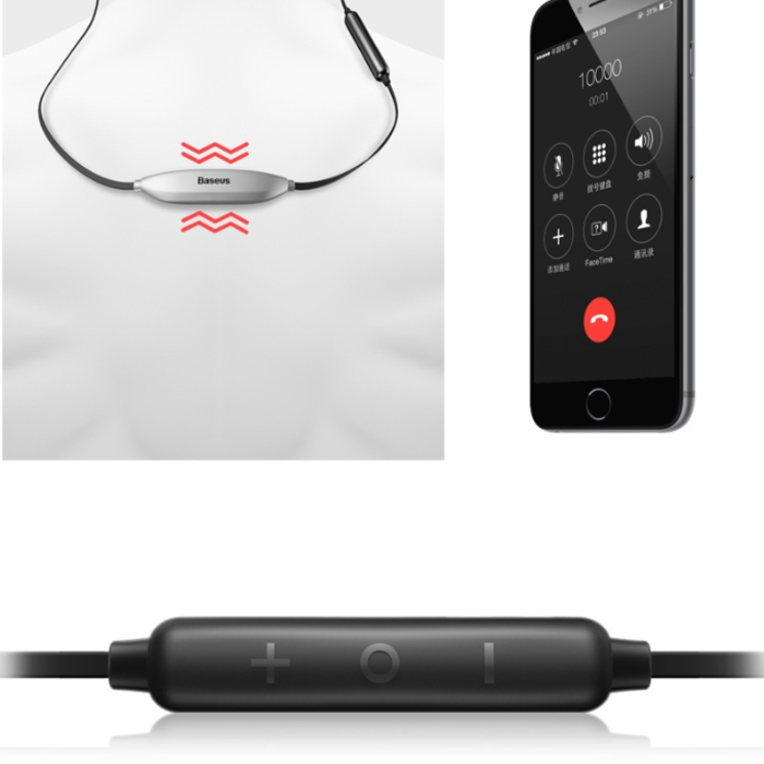 Беспроводные вакуумные Bluetooth наушники для спорта с микрофоном Baseus Encok S03 - Черные - Изображение 33463
