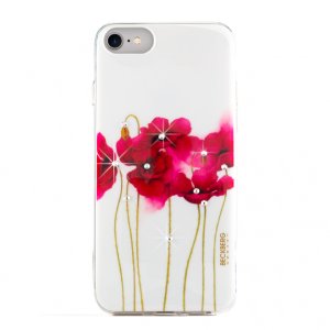Cиликоновый чехол накладка Beckberg Red Flower для iPhone 8 Plus Белый