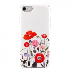 Cиликоновый чехол накладка Beckberg Flowers для iPhone 8 Plus Белый