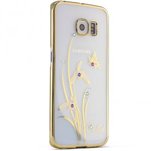 Чехол Swarovski Kingxbar Foliflora для Samsung Galaxy S6 Edge Plus Orchid