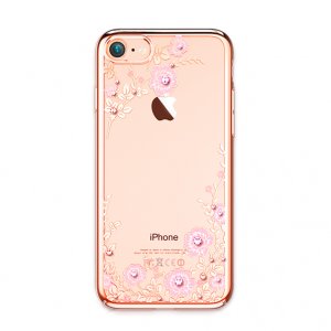 Чехол накладка Swarovski Kingxbar Flora Pink для iPhone 7 Розовое золото