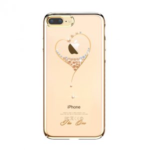 Чехол накладка Swarovski Kingxbar Starry Sky Gold Heart для iPhone 7 Plus Золото
