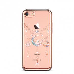 Чехол накладка Swarovski Kingxbar Twinkling Stars Moon Rose Gold для iPhone 7 Розовое золото