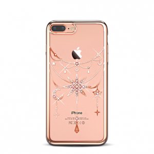 Чехол накладка Swarovski Kingxbar Twinkling Gold Stars Rose для iPhone 7 Plus Розовый