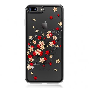 Чехол накладка Swarovski Kingxbar Sakura для iPhone 7 Plus Черный