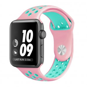 Ремешок спортивный Dot Style для Apple Watch 38mm Розово-Бирюзовый