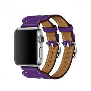 Ремешок кожаный HM Style Double Buckle для Apple Watch 38mm Purple
