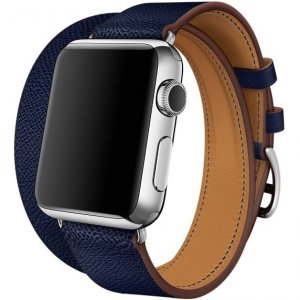 Ремешок кожаный HM Style Double Tour для Apple Watch 2 / 1 (38mm) Темно-Синий