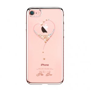 Чехол накладка Swarovski Kingxbar Starry Sky Rose Heart для iPhone 8 Розовое золото