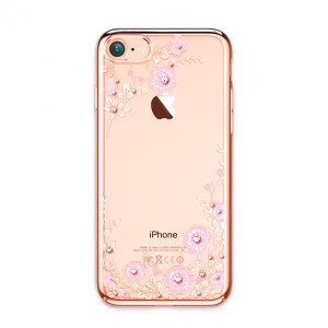 Чехол накладка Swarovski Kingxbar Flora Pink для iPhone 8 Розовое золото