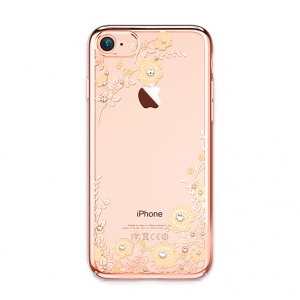 Чехол накладка Swarovski Kingxbar Flora Pink Gold для iPhone 8 Розовое золото