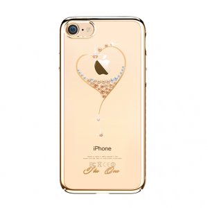 Чехол накладка Swarovski Kingxbar Starry Sky Gold Heart для iPhone 7 Золото