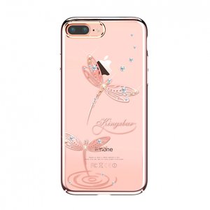 Чехол накладка Swarovski Kingxbar Classic Rose Dragonfly для iPhone 8 Plus Розовый