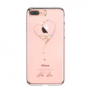 Чехол накладка Swarovski Kingxbar Starry Sky Rose Heart для iPhone 7 Plus Розовый